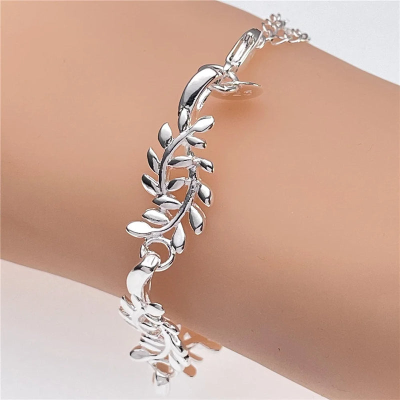925 Silver Fish Bones Charm Bracelet Women