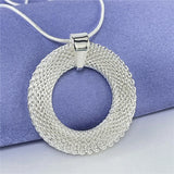 925 Silver Round Necklace & Ring Set for Women Men