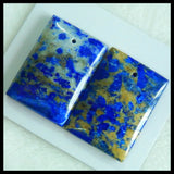 2PCS Lapis Lazuli Pyrite Earrings Beads 36X25X6mm