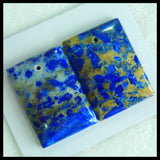 2PCS Lapis Lazuli Pyrite Earrings Beads 36X25X6mm
