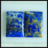 2PCS Lapis Lazuli Pyrite Earrings Beads 36X25X6mm