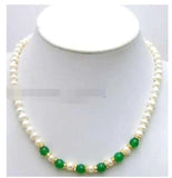Natural Freshwater Pearl & Green Jade Necklace