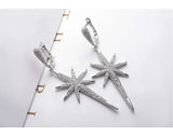 925 Silver Europe Star Crystal CZ Woman Tassel Earrings