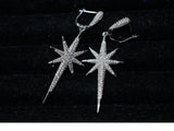 925 Silver Europe Star Crystal CZ Woman Tassel Earrings