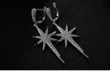 925 Silver Europe Star Crystal CZ Woman Tassel Earrings