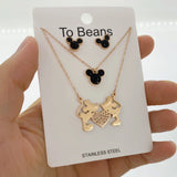 Cute Mouse Pendant Necklace Crystal Inlaid Women Jewelry Birthday Gift