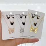 Cute Mouse Pendant Necklace Crystal Inlaid Women Jewelry Birthday Gift