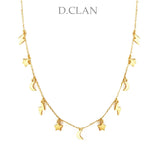 D.CLAN 925 Silver Star Lightning Heart Choker Necklace