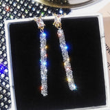 925 Silver Needle Net Long Earrings with Swarovski Crystal