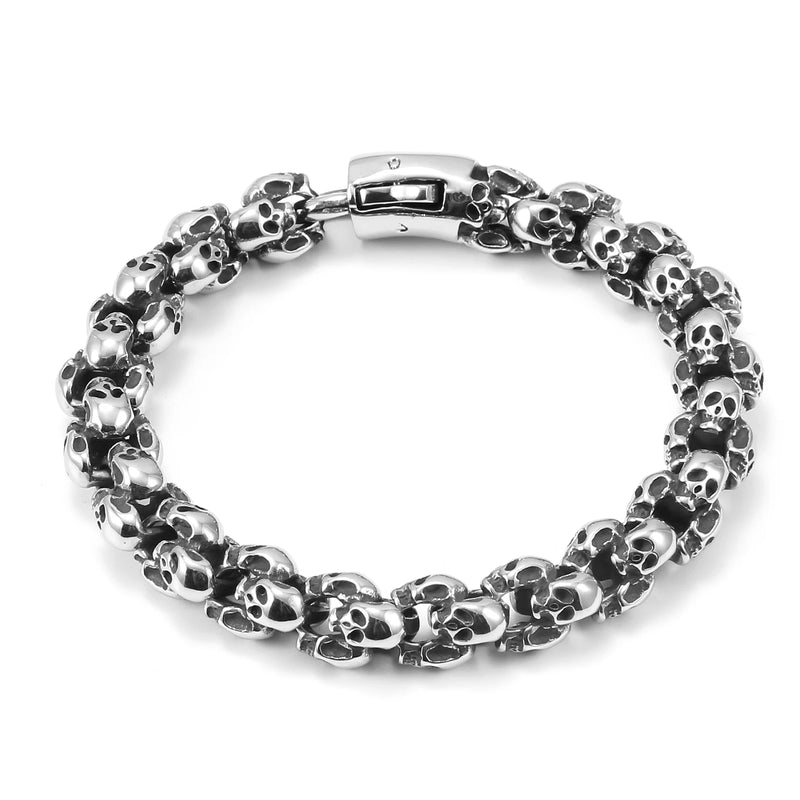 SAMI Classic Skull Bracelet 316L Stainless Steel Carve Rock Punk Party Bangles