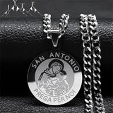 SAN ANTONIO PRAYS FOR US Archangel Round Stainless Steel Necklaces