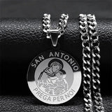 SAN ANTONIO PRAYS FOR US Archangel Round Stainless Steel Necklaces