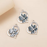 10Pcs Rhinestone Heart Charms Pendent, DIY Jewelry Making Accessories