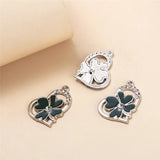 10Pcs Rhinestone Heart Charms Pendent, DIY Jewelry Making Accessories