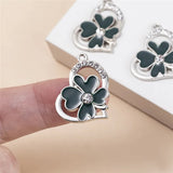 10Pcs Rhinestone Heart Charms Pendent, DIY Jewelry Making Accessories