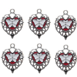10pcs Enamel Butterfly Heart Charms Pendant DIY Keychain Earrings