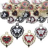 10pcs Enamel Butterfly Heart Charms Pendant DIY Keychain Earrings