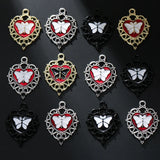 10pcs Enamel Butterfly Heart Charms Pendant DIY Keychain Earrings