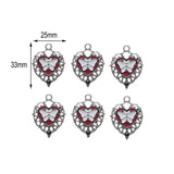 10pcs Enamel Butterfly Heart Charms Pendant DIY Keychain Earrings