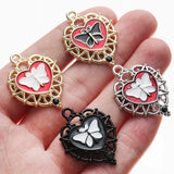 10pcs Enamel Butterfly Heart Charms Pendant DIY Keychain Earrings