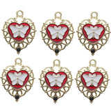 10pcs Enamel Butterfly Heart Charms Pendant DIY Keychain Earrings