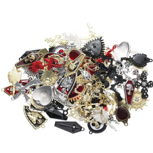 50pcs Mixed Heart Shield Cross Skeleton Charms Pendant DIY Necklace Earrings