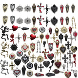 50pcs Mixed Heart Shield Cross Skeleton Charms Pendant DIY Necklace Earrings