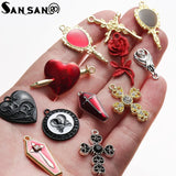 50pcs Mixed Heart Shield Cross Skeleton Charms Pendant DIY Necklace Earrings