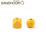 14 Colors Geometric Wood Beads Set 20mm Size 40Pcs