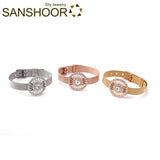 Stainless Steel Keeper Bracelets Set with Crystal Circle Charms for Christmas