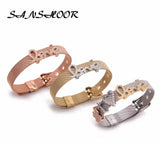 Stainless Steel Mesh Armband Bracelet Bangle with Stoppers for Charms 5Pcs