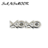 Stainless Steel Mesh Bracelet Set With Rubber Blocker & Slide Charms