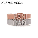 Stainless Steel Mesh Bracelet Set With Rubber Blocker & Slide Charms
