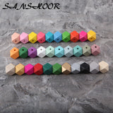 Geometric Wooden Beads Rainbow Colors for Teething Necklace Jewelry 30pcs
