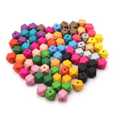 Geometric Wooden Beads Rainbow Colors for Teething Necklace Jewelry 30pcs