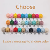 Geometric Wooden Beads Rainbow Colors for Teething Necklace Jewelry 30pcs
