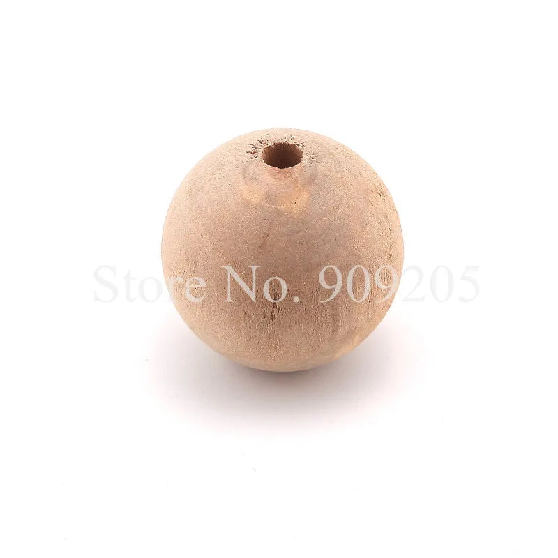 40mm Unpainted Natural Round Wood Beads DIY Necklace MT-008 50pcs