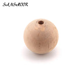 40mm Unpainted Natural Round Wood Beads DIY Necklace MT-008 50pcs