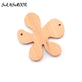 Unpainted 5-petal Flower Wood Crafts Natural Slices for Necklace 100pcs/lot