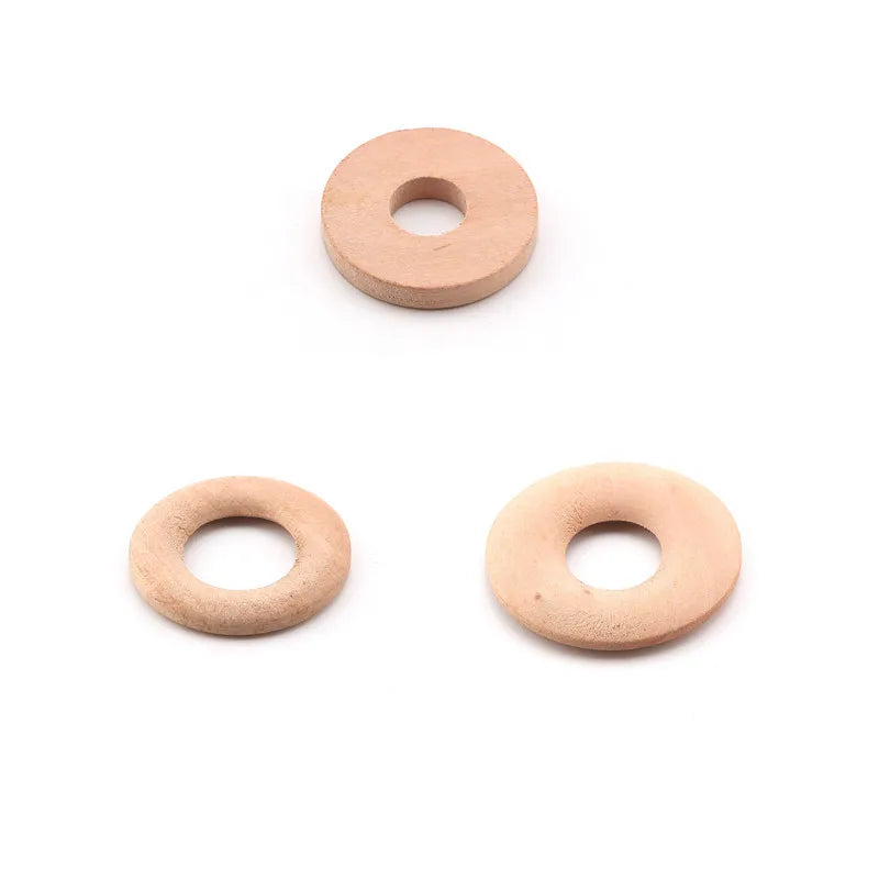 100pcs Round Hole Beads Circle Discs Flat Wooden Chips DIY Jewelry