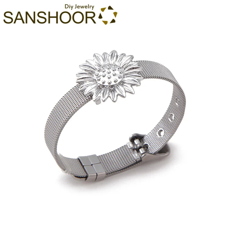 Sunflower Keeper Bracelet Set + Stainless Steel Mesh Armband