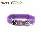 Silicone Bracelet Set w/ Cat Sunflower Paw Charm for Kids Women