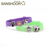 Silicone Bracelet Set w/ Cat Sunflower Paw Charm for Kids Women