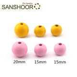 Colorful Round Wood Beads 15mm 20mm Diameter for DIY Key Chains Pendant Necklace