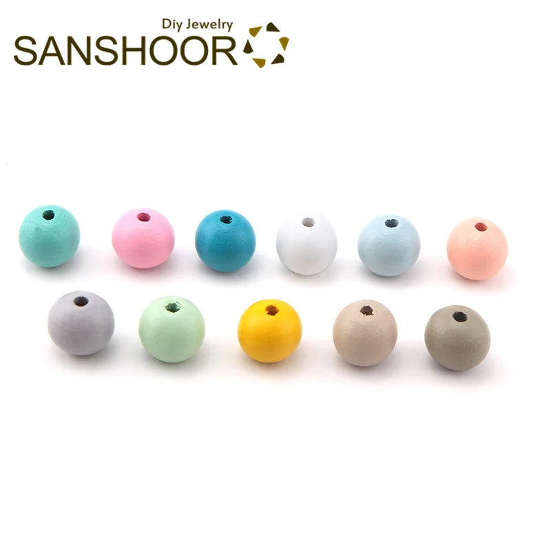Colorful Round Wood Beads 15mm 20mm Diameter for DIY Key Chains Pendant Necklace