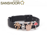Summer Holiday Bracelet Set with Charms and Mesh Bangle
