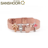Summer Holiday Bracelet Set with Charms and Mesh Bangle