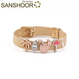 Summer Holiday Bracelet Set with Charms and Mesh Bangle