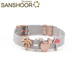 Summer Holiday Bracelet Set with Charms and Mesh Bangle