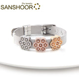 Crystal Flower Slide Charms for 10mm Leather Bracelet, Women Christmas Gift